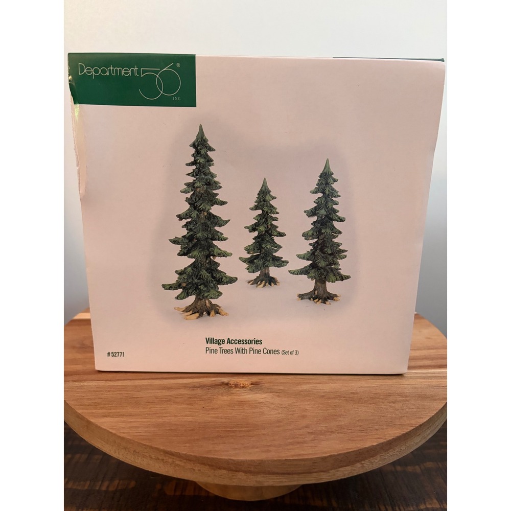 Department 56 #52771 Village Accessories Pine Trees with Pine Cones (3) NEW NIB